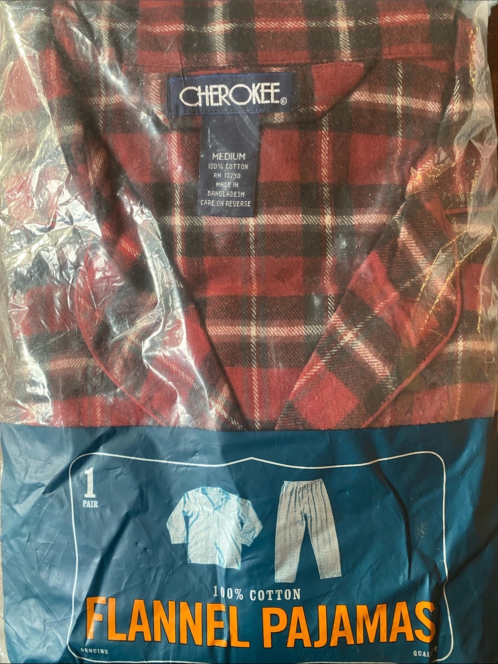 Cherokee Red and Black Plaid Flannel Pajama Top
